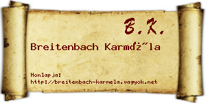 Breitenbach Karméla névjegykártya